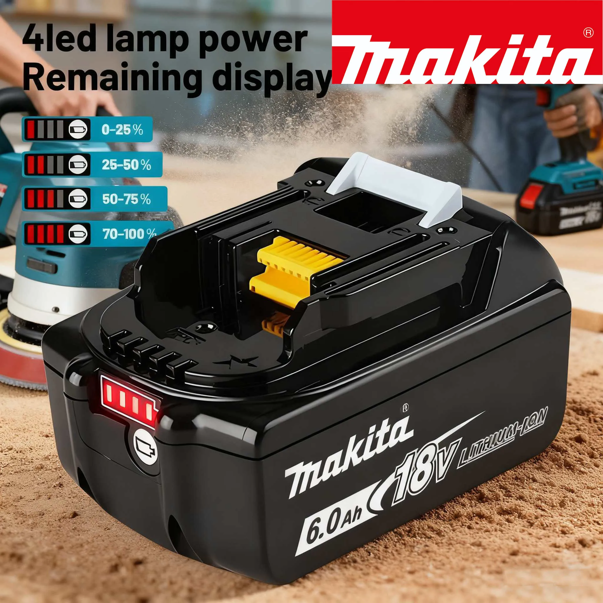 

100% Genuine 18V Makita 6Ah for Makita Battery BL1840 BL1830B BL1850B BL1850 BL1860 BL1815 Replacement Lithium Battery
