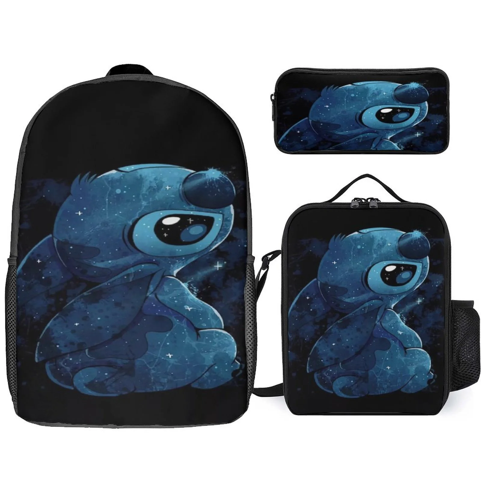 

Little Boys Girls Stitch Cartoon Backpack+Insulated Lunch Box+Pencil Case 3Pcs Set-Lightweight Daypack for Kid