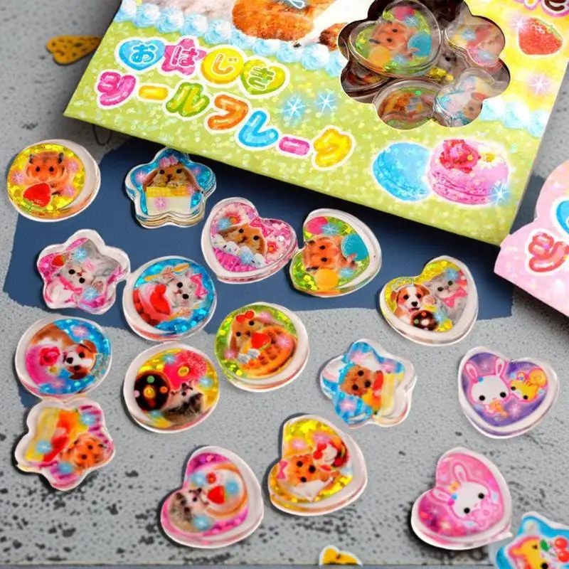 Y2k ハート型 3D レーザー動物デカール、クリスタルマーブル携帯電話ケース 15 個