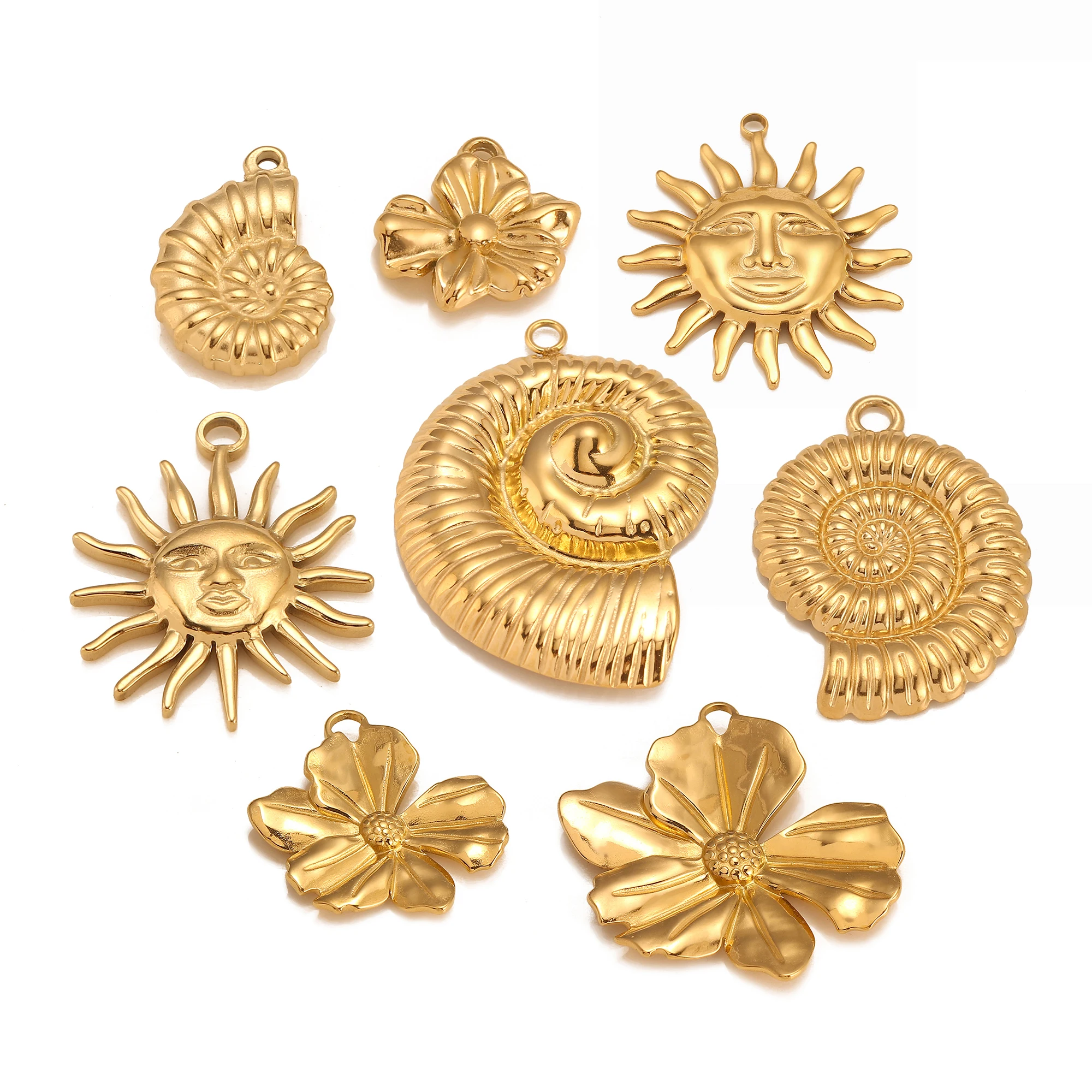 3 sztuk/partia odlewanie słońce/koncha/kwiat Charms ze stali nierdzewnej małe/duże Bohemia modne wisiorki naszyjnik DIY materiały do ​​wyrobu biżuterii