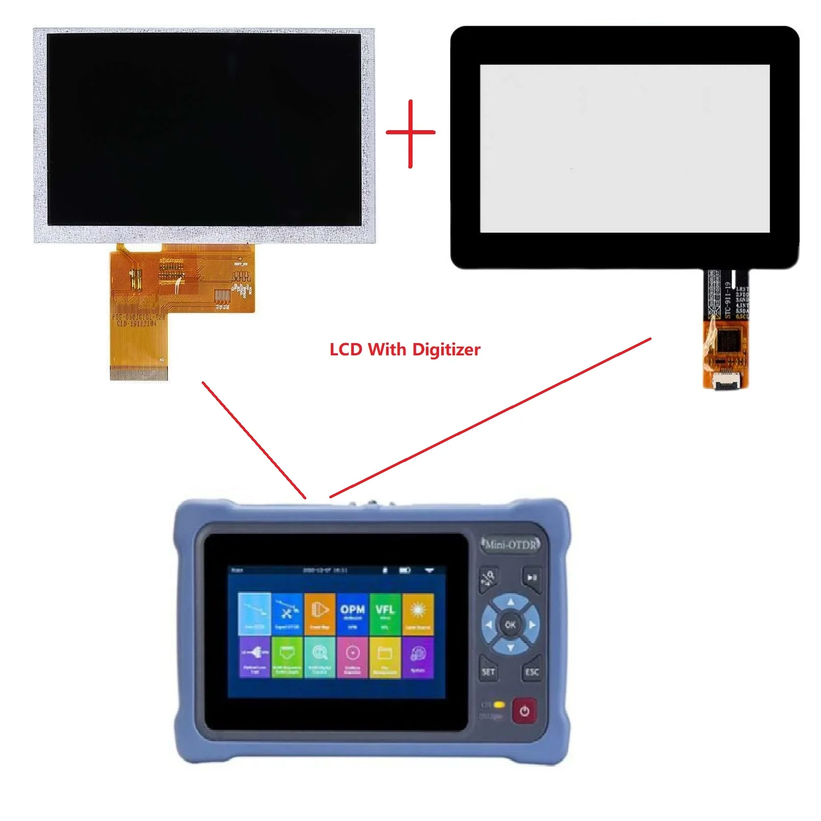 

LCD Display With Digitizer For Novker NK4000 AUA800A AUA800U Mini OTDR Replacement Parts