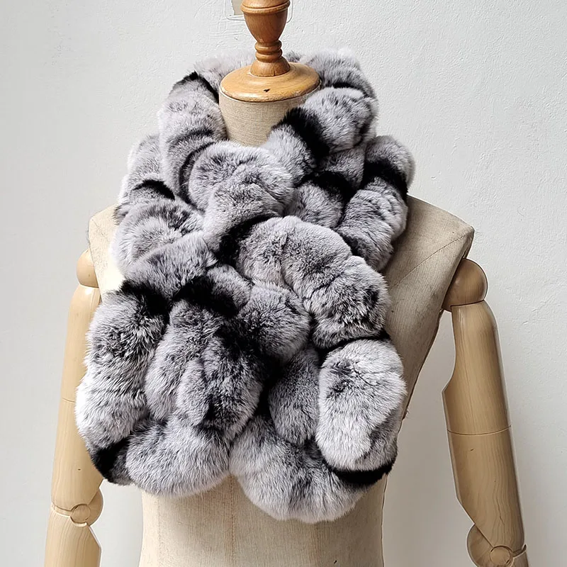 النساء الشتاء سميكة ريال ريكس الأرنب الفراء وشاح فاخر دافئ جودة عالية السيدات حقيقية الفراء والأوشحة رقيق لينة الرقبة أدفأ #4