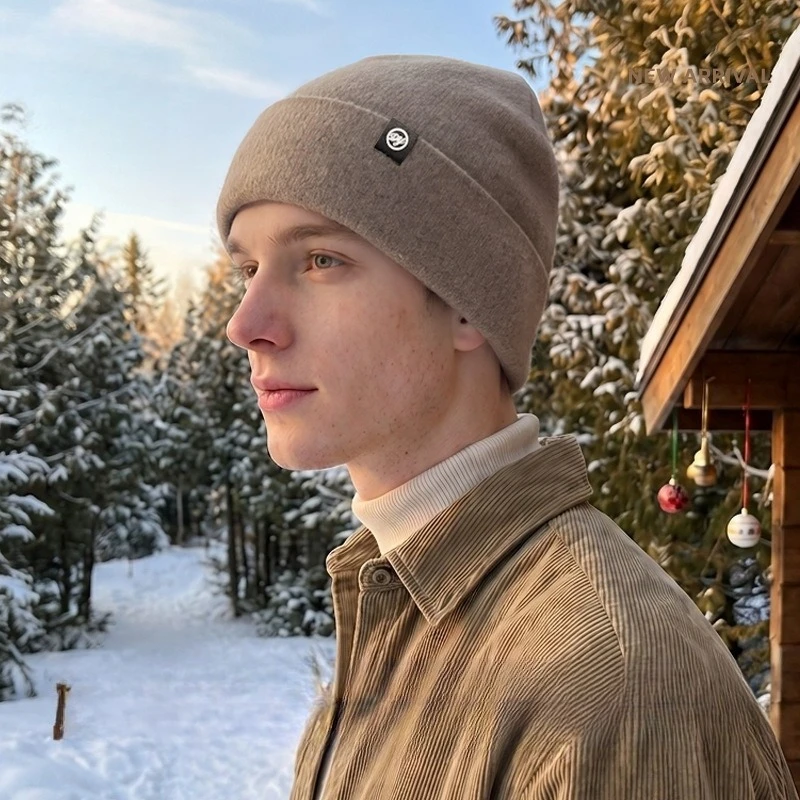 Knitted Hat Men's New Winter High Elastic Big Head Suitable for Ear Protection Wool Hat Women's Solid Color Casual Warm Hat