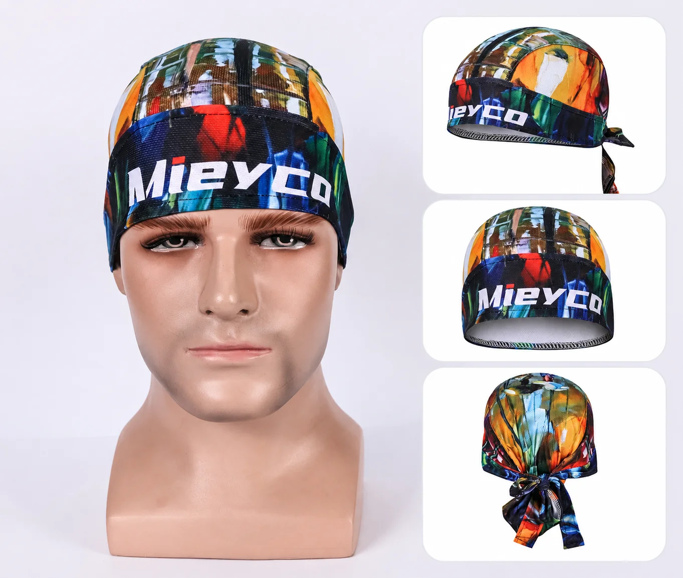 Colorful Art Printed Cycling Do‑rag Stretchy Quick Dry Pirate Headscarf Unisex Sports Sweat Cap Adjustable Tie Pirate Captain