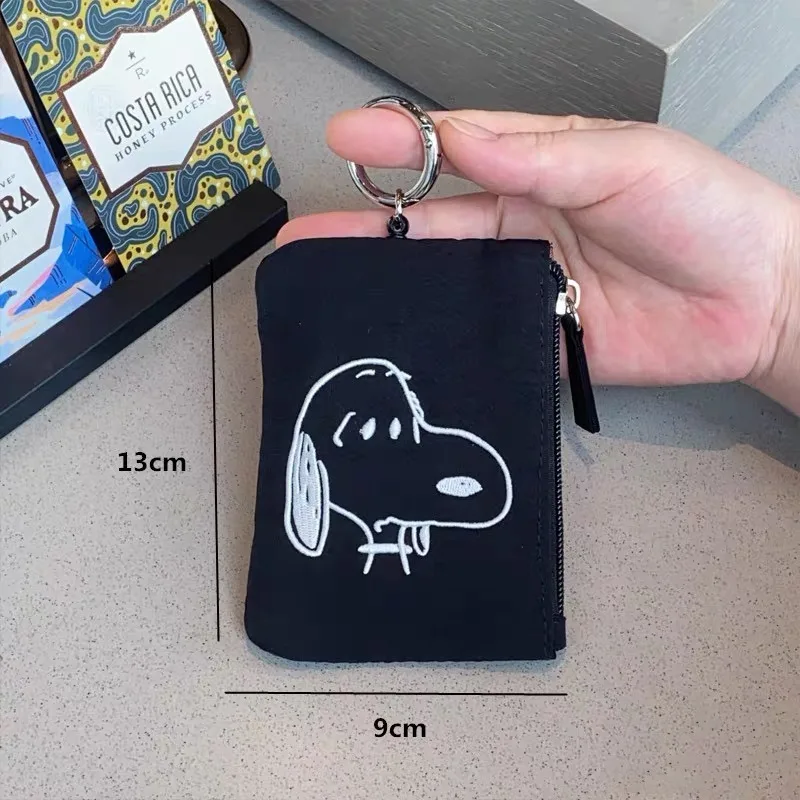 Snoopy Coin Purse Cartoon Embroidery Card Bag Backpack Pendant Multifunctional Retractable Buckle Keychain Short Wallet Pouch