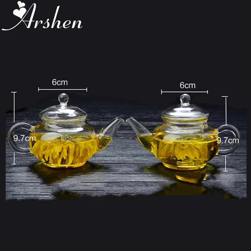 Arshen Newest 250ml Filterable Heat-resistant Glass Teapot Double Wall or With Stainless Steel Spring Teapot Clear Glass Tea Pot