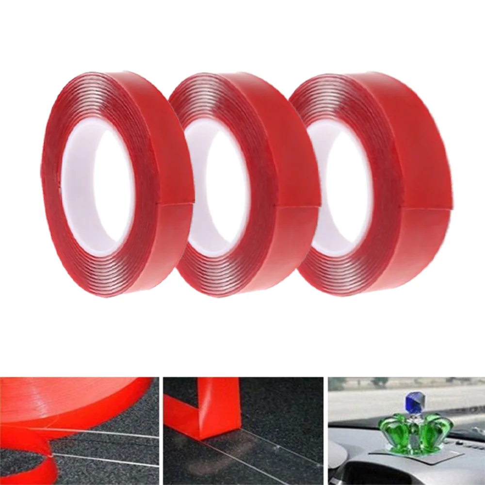 Red Acrylic Double Sided Tape Heavy Duty - Waterproof Uv Resistant for Automotive Trim, Signage, DIY Crafts