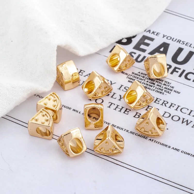 14K Gold Plated Watermelon Slice Large Hole Spacer Beads DIY Cord Bracelet Necklace Pendant Jewelry Findings