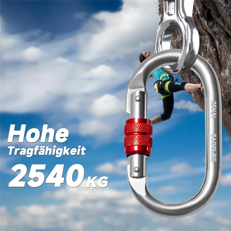 

B50C 2Pcs Carabiner Hooks 25 KN, O-Shaped Carabiner Hooks,Heavy Duty Safety Carabiner, Carabiner For Yoga, Hammock, Camping