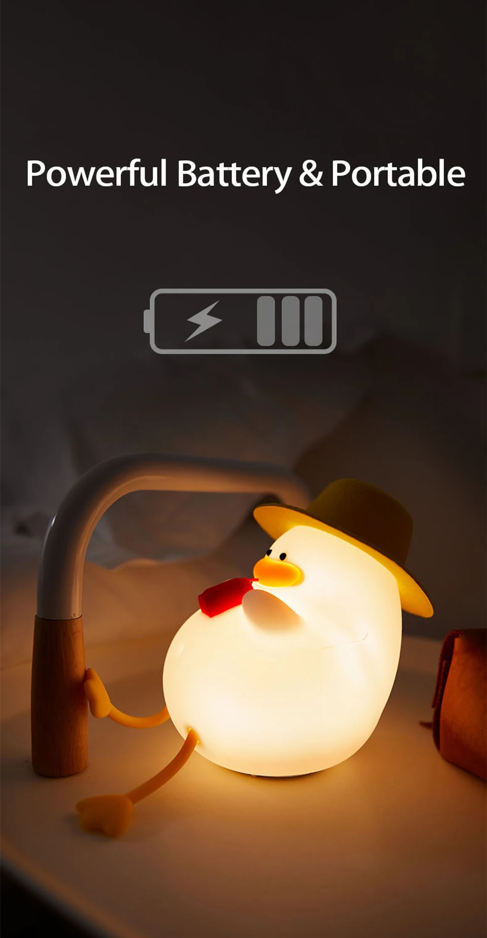 Rechargeable LED Night Light Duck Patting Silicone Lamp Cute Children Nightlights for Home Bedside Room Decor Birthday Gift