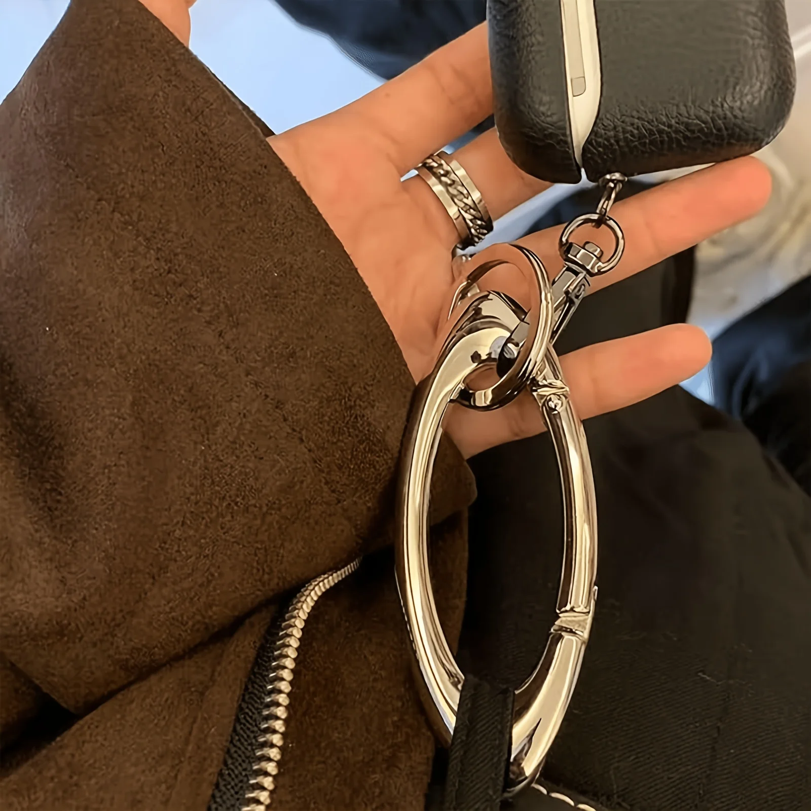 Keychain Cool Belt Loop Clip Starlight Carabiner Clasp Snap Hook Holder Key Buckle Extra-Large Shiny Chrome Karibiner