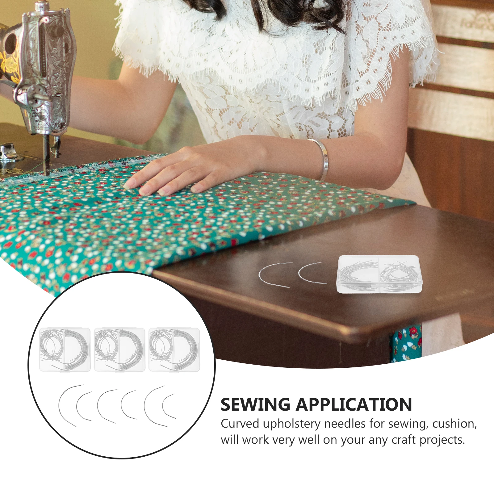 

40Pcs C Type Curved Needles Metal Big Eye Durable Sewing Tools for Craft Upholstery Weaving Repair Knitting Embroidery