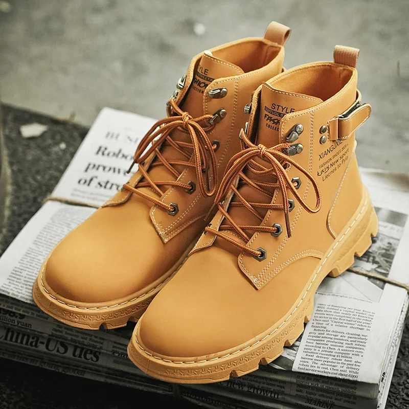 Outdoor Zipper Hiking Shoes Work Boots High Top Men's Shoes for Spring and Autumn New Anti Slip and Waterproof Desert Boots