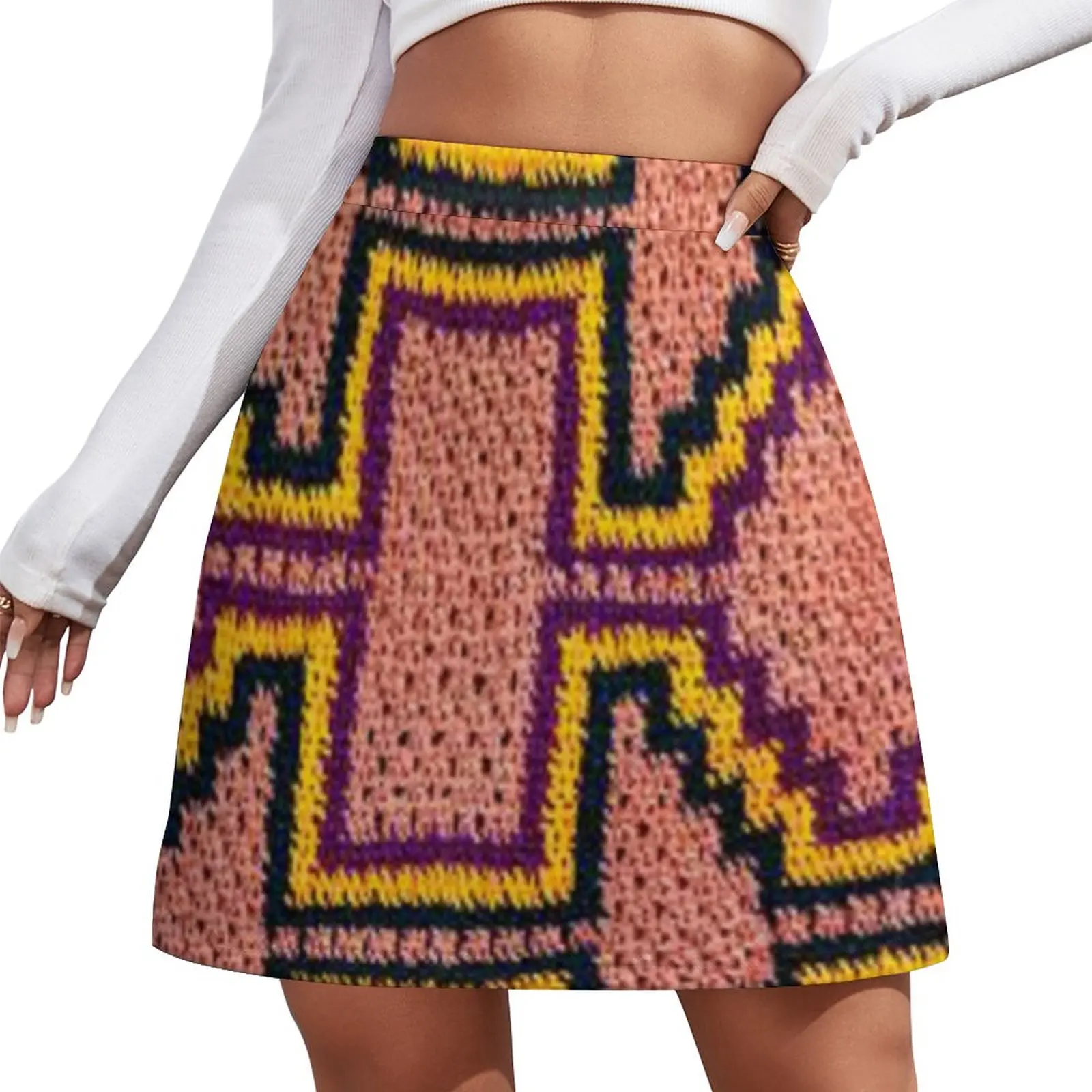 

Papua New Guinea Special Traditional Bilum (string bag) Designs and Prints Mini Skirt Kawaii