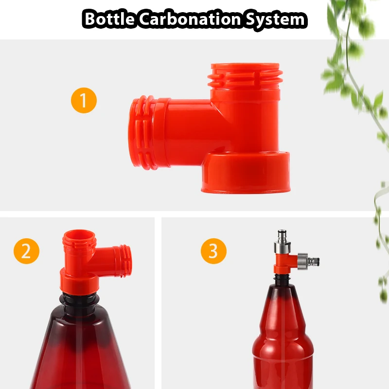 Homebrew Carbonated Tee Connector Fitting 3 Way Carbonation Cap Tee Piece Beer Brewing Adapter for Pet Bottle Carbonation System