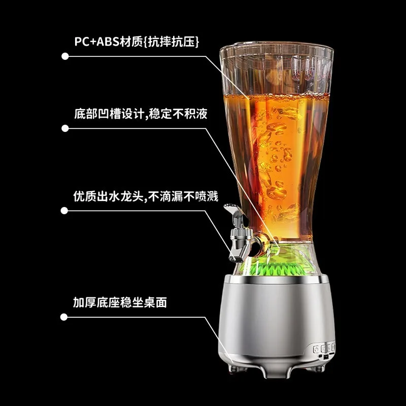 2.5L LED Light Beer Tower Dispenser, Luminous Beverage Beer Dispenser, Commercial Drink Tower for Bar KTV Party Serving