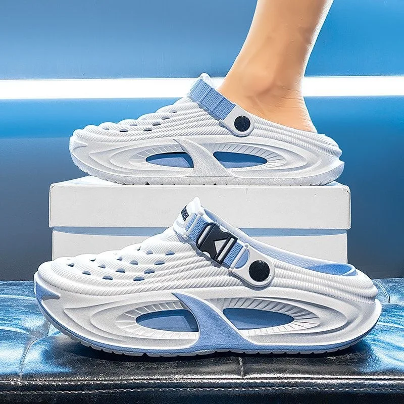 Herren-Sommer-Clogs mit dicker Sohle, Outdoor-Strandsandalen, rutschfeste, geschlossene Zehenpantoffeln für Herren und Damen, atmungsaktive Outdoor-Fahrschuhe