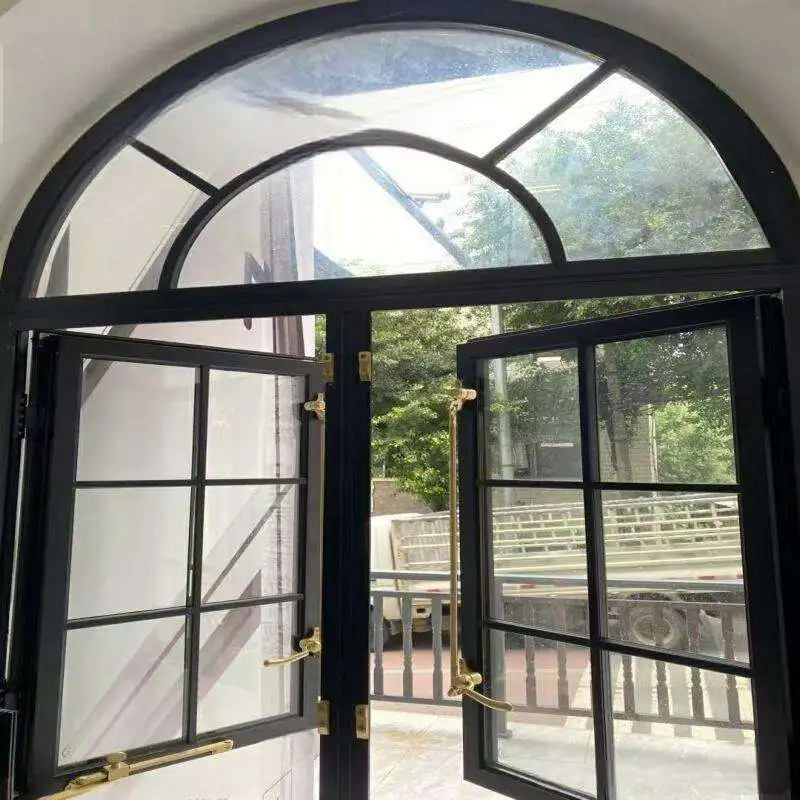 

French Style Household Rainproof Manual Casement Window Outdoor High Quality Aluminium Thermal Break Double Pane Glass Doors