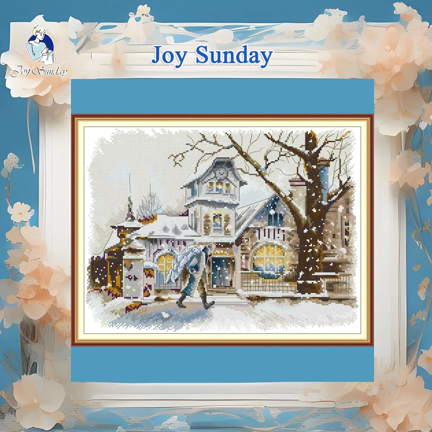 

Набор для вышивки крестом Joy Sunday с предварительной печатью, легкий узор, набор для вышивки из штампованной ткани Аиды, зимний ангел