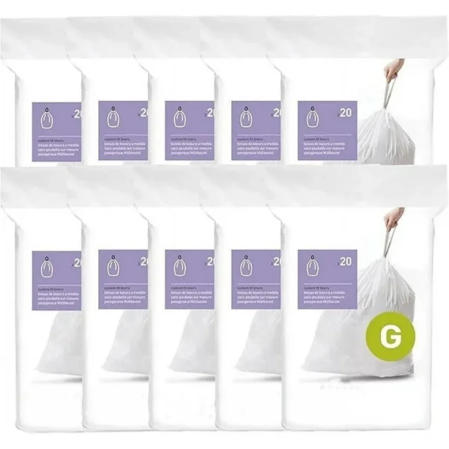 Bolsas de basura con cordón personalizadas, 200 unidades, 30 litros / 8 galones, blancas