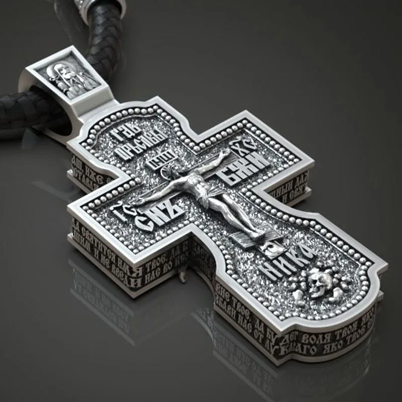 29,5 g kloosterd groot kruis: groot kruis gebed oost-orthodoxe christelijke hanger 925 MASSIEF STERLING zilver hoog trendy