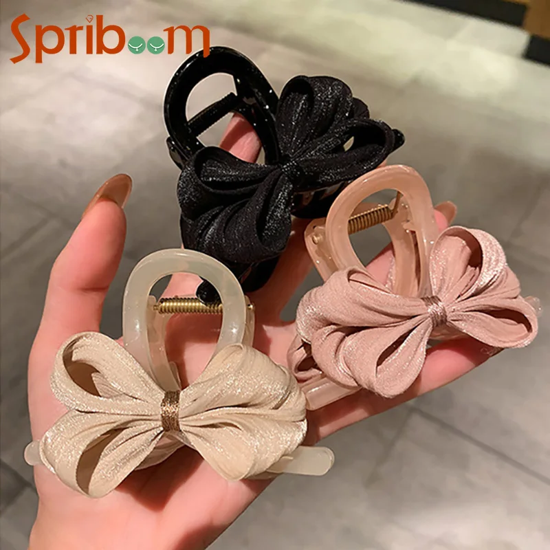 

New Fabric Bow Hair Clip for Women Temperament Shark Clip Sweet Hair Accessories Korean Female Hair Claw Clips Girls Headdress