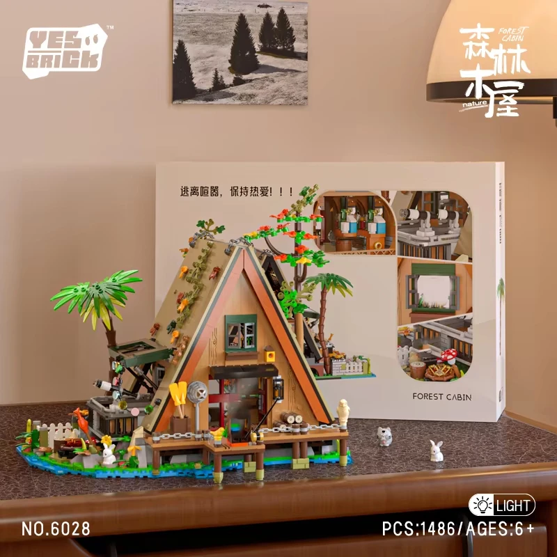 1486PCS Creative Forest Cabin Fisherman Wood House Building Blocks MOC Assemble Bricks Toys Gift For Children Kids