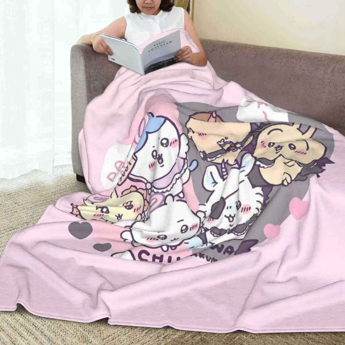 Chiikawa Japanese Style Flannel Blankets Soft Throw Blanket for Living Room Picnic Graphic Bedspread Sofa Bed Cover