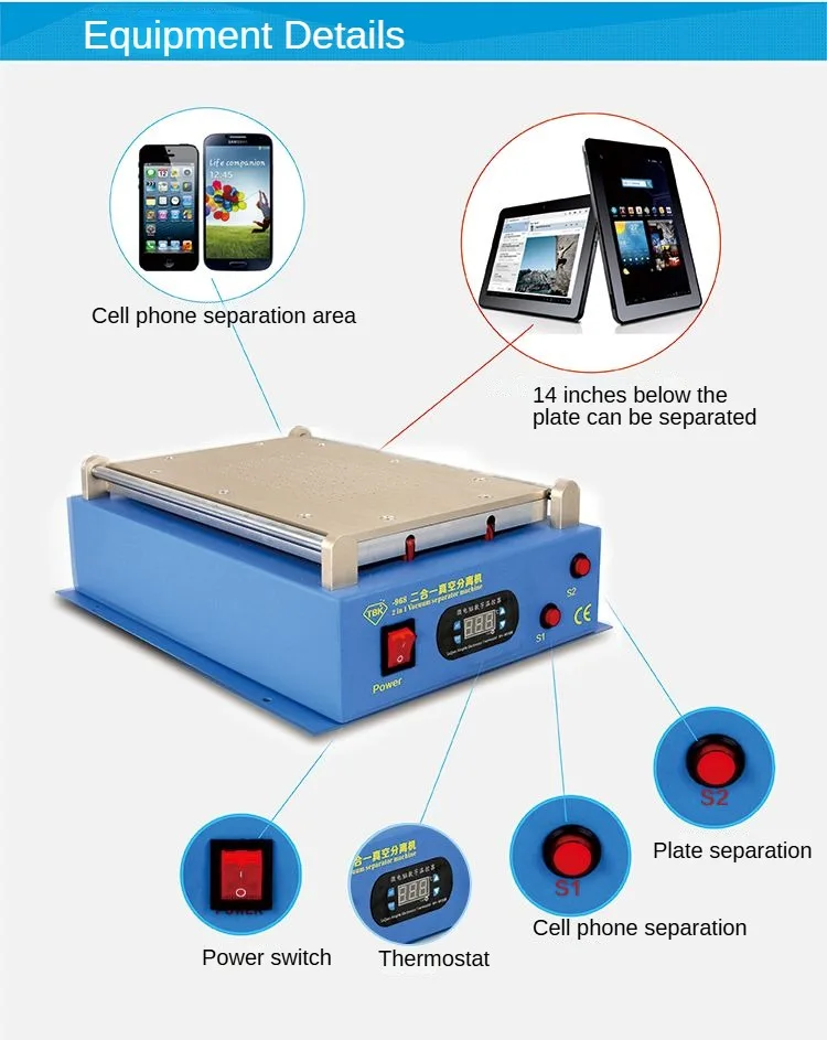 TBK-968 OCA 2 in 1 Lcd Screen Vacuum Separating Machine Phone Screen Separator