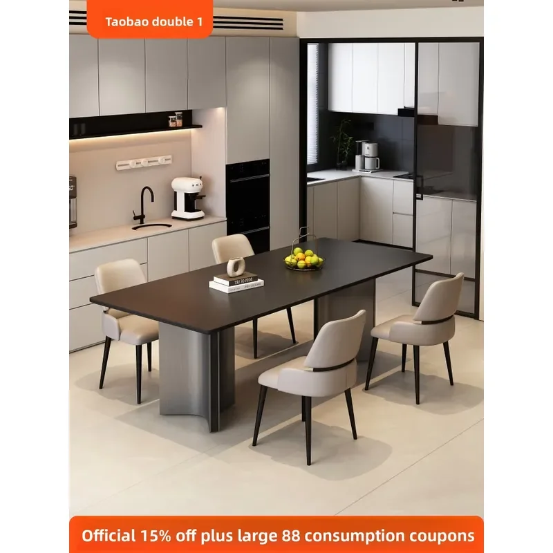Delifeng Rock Plate Dining Table Italian-style Minimalist Full-support Stone Light Household Rectangular Black