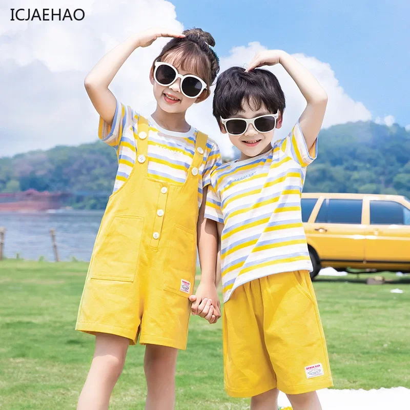 2025 Matching Family Clothes Mom Dad Daughter Son Overalls Set Denim Romper  Kids Twin Outfits Summer Jumpsuit Mother Father - view 6