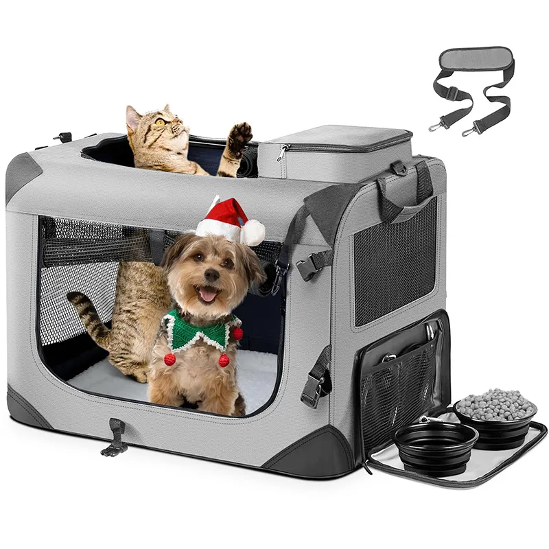 Pet car dog cage medium and large dog nest portable cat bag large capacity two cats outdoor folding pet bag