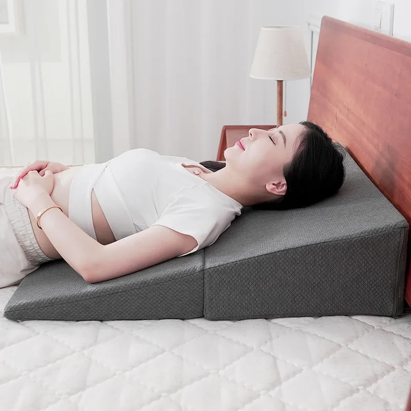 Bed Wedge Pillow for Acid Reflux Relief Post-Surgery Elevation Cushion for Elderly Adults Cotton Cushion High-density sponge