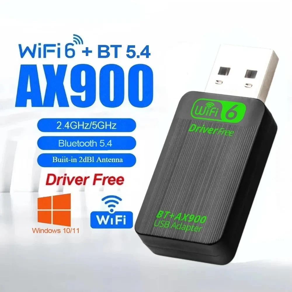 11 PC AX900 USB WiFi 6 Bluetooth 5.4 2-in-1 Dual Band 2.4G & 5GHz Wireless Receiver Wlan Dongle Driver Free Window 10/ Laptop