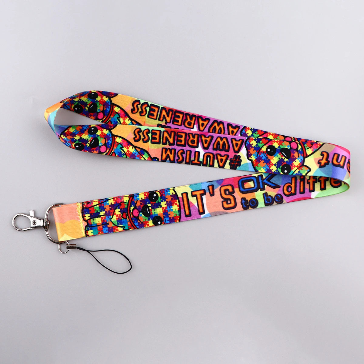 حامل شارة الهوية أحزمة الرقبة للتوعية بالتوحد ، سلسلة مفاتيح الحبل ، حبل تعليق ، حلقة مفاتيح ، ملحقات الهاتف ، لا بأس في أن يكون ديفين #4