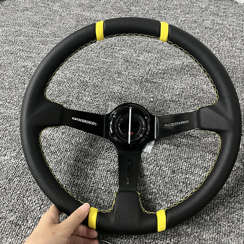 Spceddy MCX Universal 14 inch (350mm) Drifting Racing Steering Wheel PVC Leather Sport Steering Wheel Red Spoke Mo20S02191-25