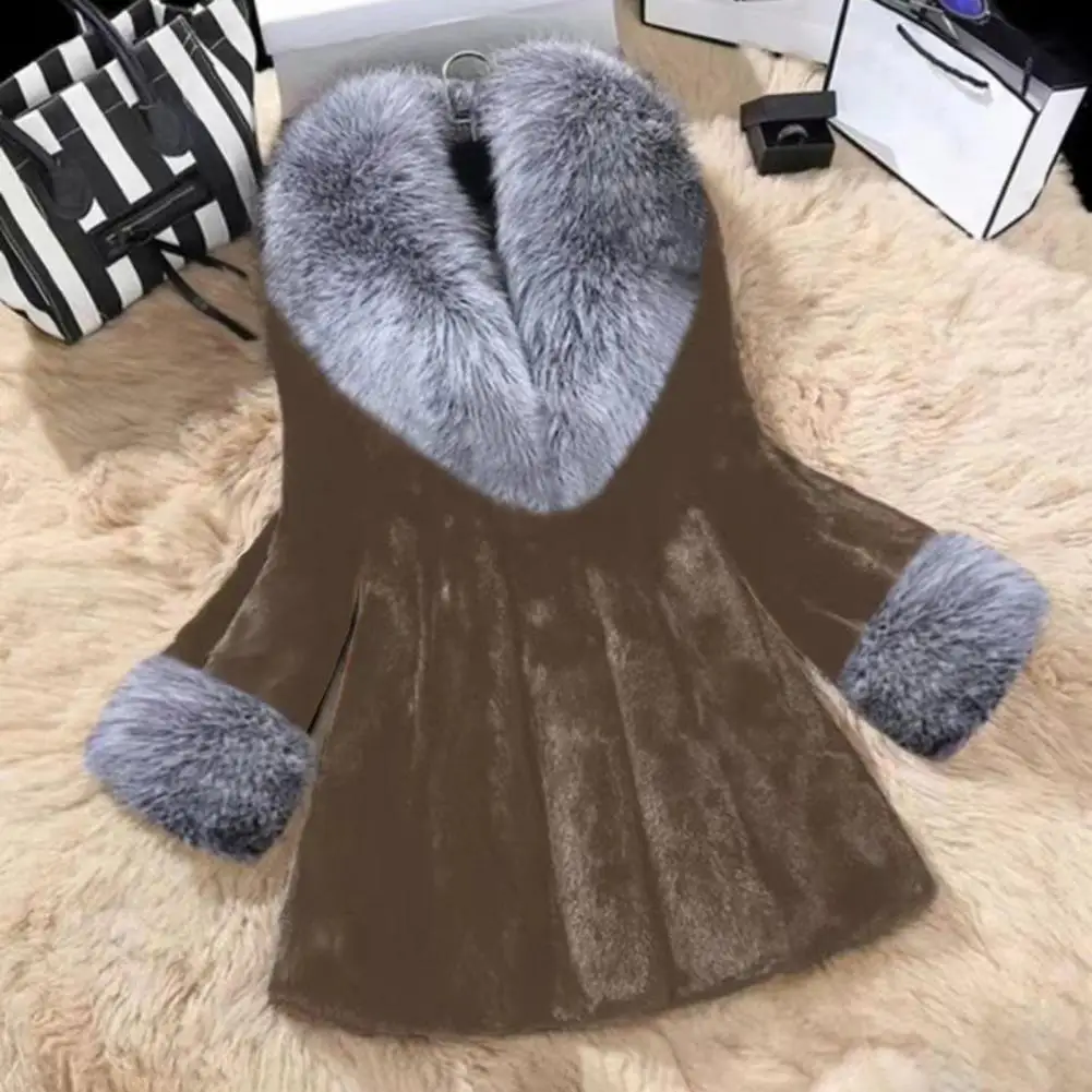 高品質の女性用ファーアウターウェア、フェイクファー襟付きレディースオープンフロントコート、カジュアルな長袖ファージャケット、秋冬の暖かさを保ちます。