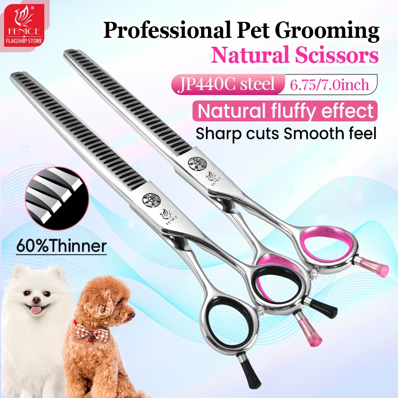 

Fenice Professional JP440C steel 7.0/7.5 inch pet dog grooming scissors fluffy thinning shears for pet tijeras peluquería canina