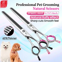 Fenice Professional JP440C steel 7.0/7.5 inch pet dog grooming scissors fluffy thinning shears for pet tijeras peluquería canina