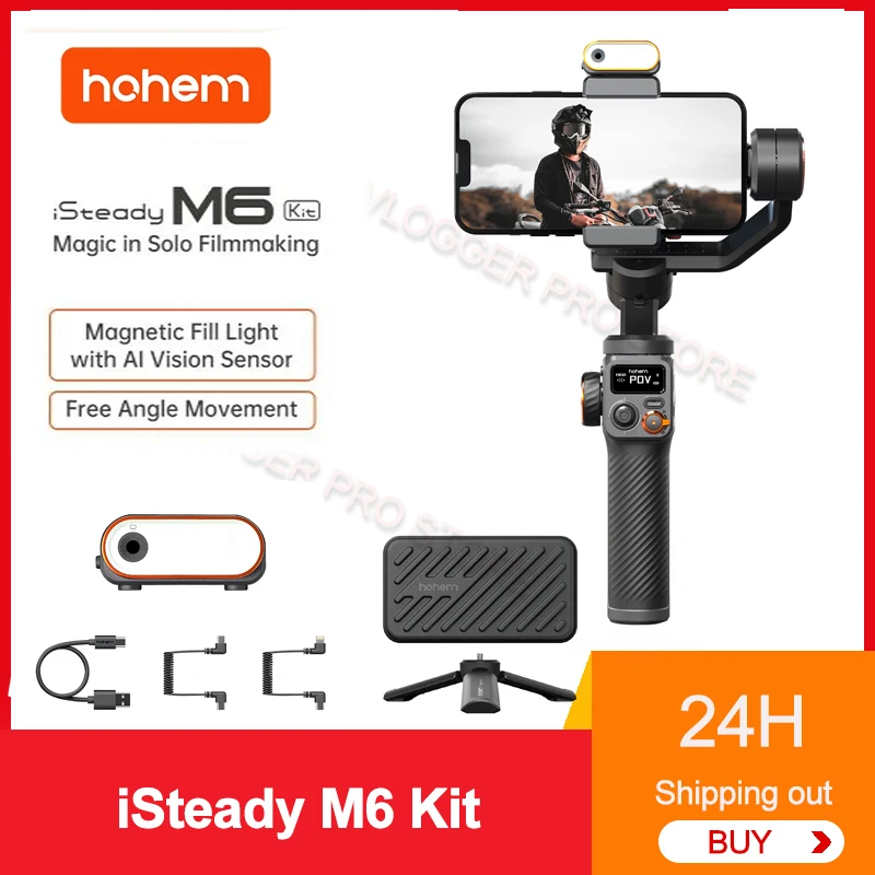 Hohem iSteady M6 Kit 3-Axis Handheld Gimbal Stabilizer Selfie Tripod Magnetic Fill Light for Smartphone Video Lighting