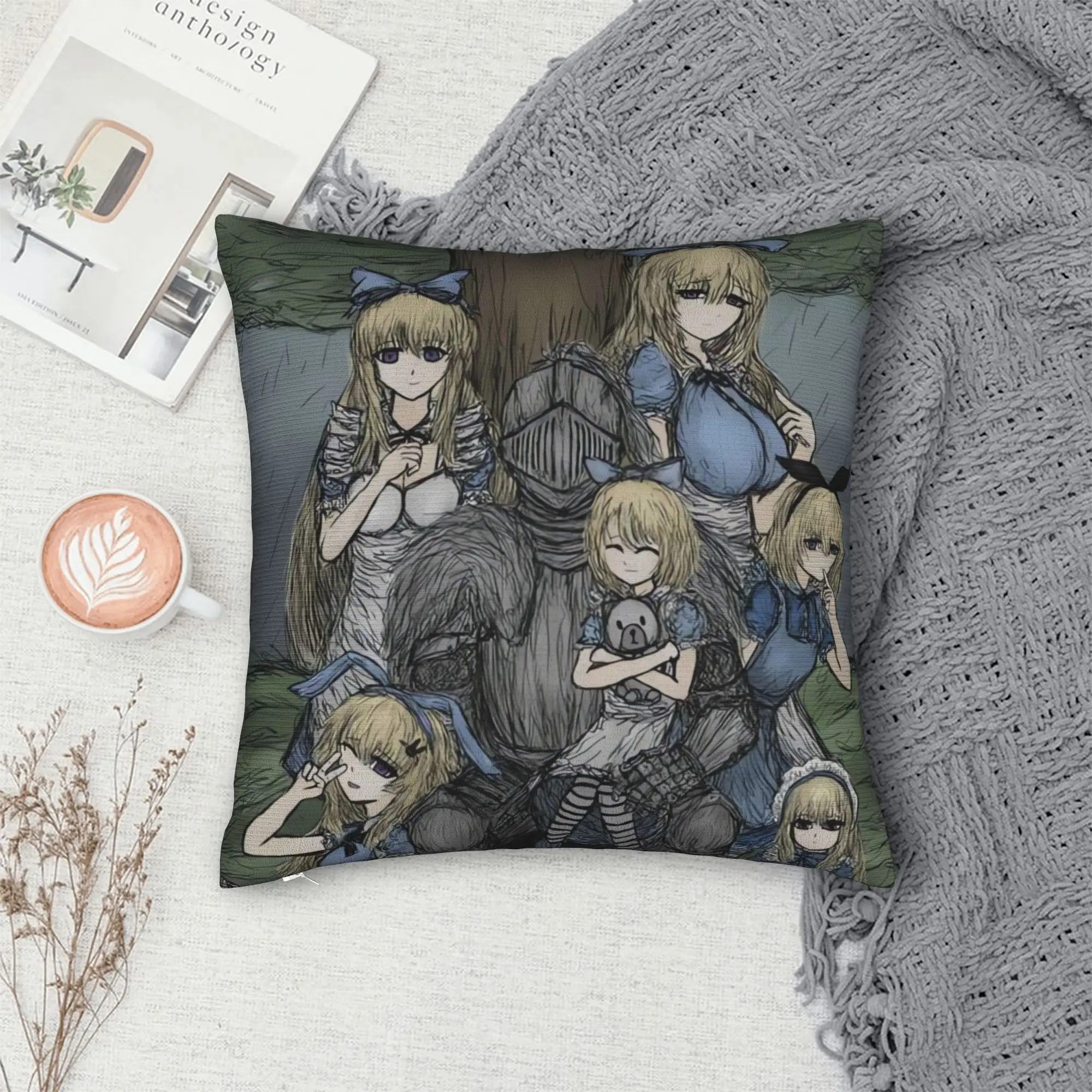 Game Black Souls Anime Pillow Cover  Square Cushion Cover Vintage Pillow Case For Chair Sofa Home Decor