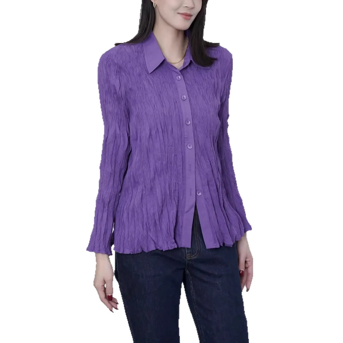 Miyake Folds 2026 Spring and Summer New Shirt Female Senior Sense of Light Luxury Fashion Women's Blouses Layering Tops Pleat