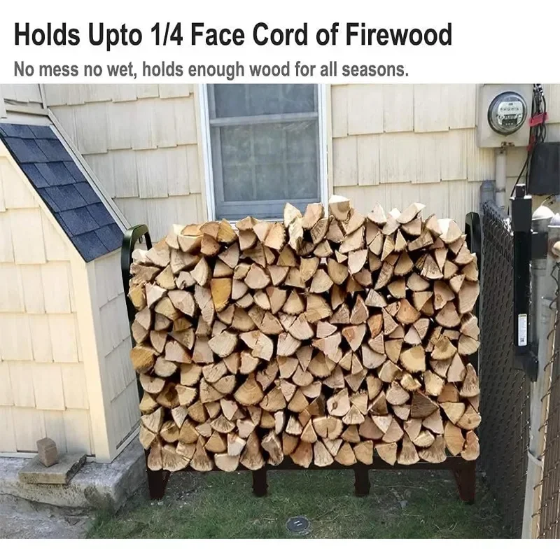 Firewood Rack Heavy Duty Log Stand for Indoor and Outdoor Fireplace Metal Wood Stack Storage Stacker