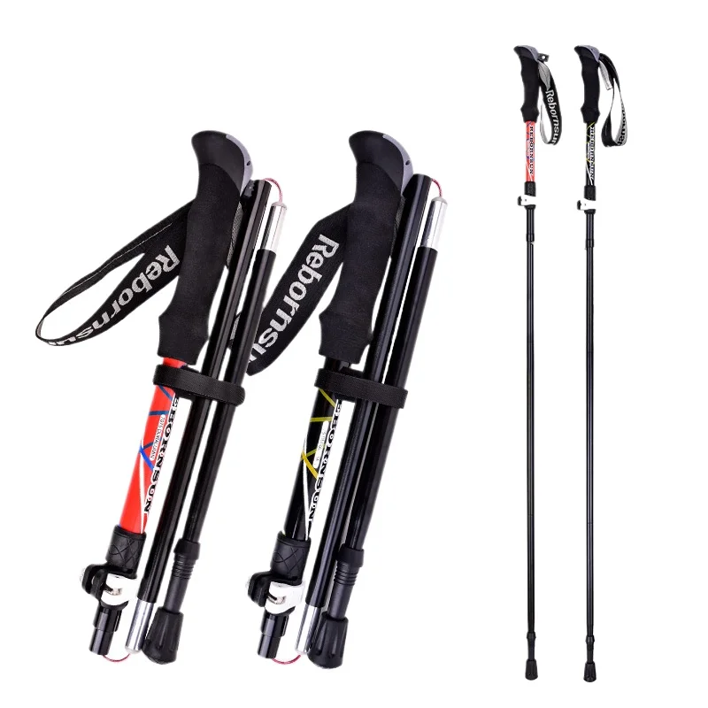 

Новая складная треккинговая палка из алюминиевого сплава, пятисекционная, сверхлегкая, выдвижная, ультракороткая, для бега по пересеченной местности, треккинговая трость