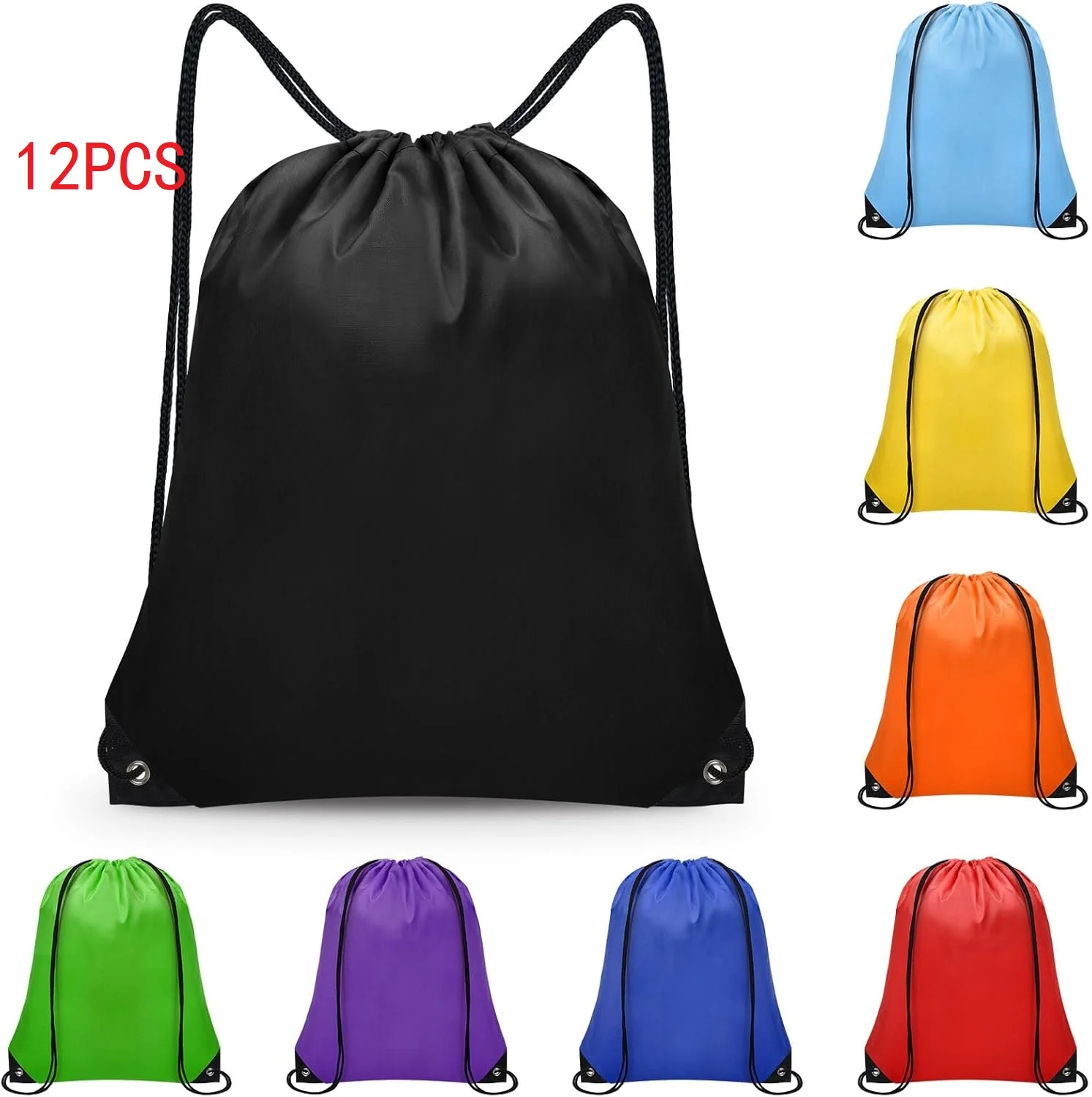 

12PCS Drawstring Backpack, Gym Drawstring Waterproof String Bag, Bulk Sackpack for Travel, Sports, Swimming, Cycling, Shopping