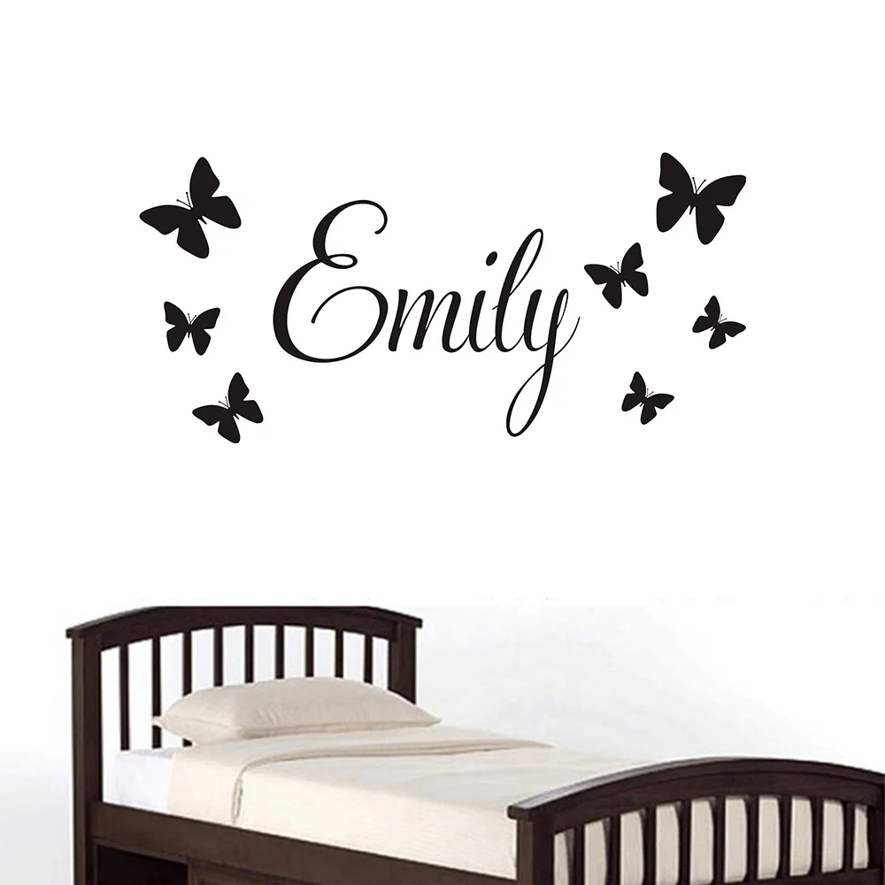 Personalised Name Princess 7 Butterflies Baby Girl Wall Decal Nursery Vinyl Sticker Decor Children Room Decor Wall Art 30*60CM