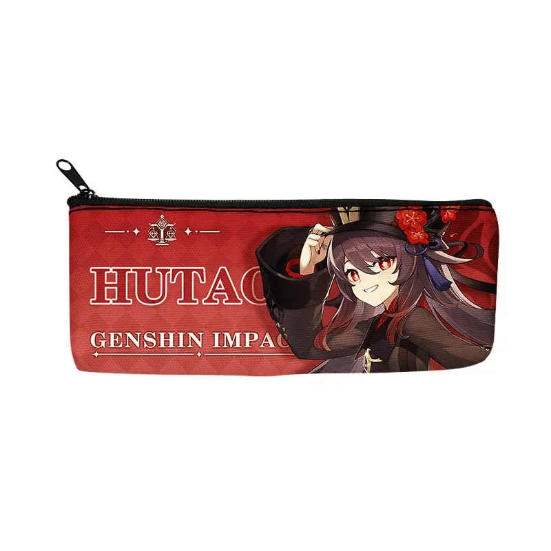 Anime Genshin Impact Pencil Case Bag Box Xiao Zhongli Ganyu Keqing Hutao Venti Pen Case Stationary Case Box Office Supplies