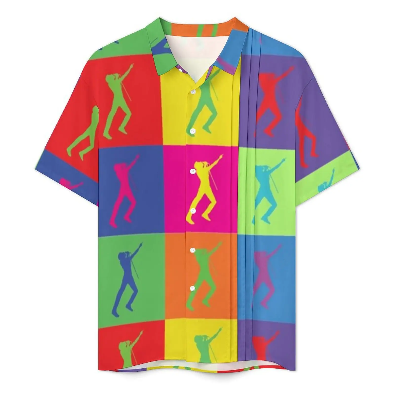 Chemise de plage imprimée Queen pour hommes, Freddie Pop Art, chemises hawaïennes décontractées, chemisiers élégants, haut imprimé Harajuku, manches courtes