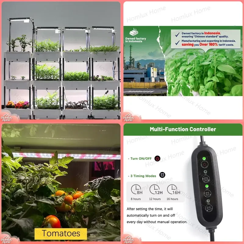 Hydroponics Growing System Smart Indoor Garden with Water Tank LED Grow Lights for Vegetables Fruits Flowers Hydroponic Kit