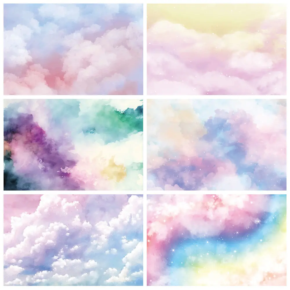 

MOON.QG Dreamy Abstract Gradient Clouds Background Children Party Home Decorations Photo Studio Backdrop 3D Photobooth Wallpaper